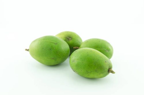 Close up of sour taste fruits, Spondias dulcis, Ambarella or Kedondong. Isolated on white background.